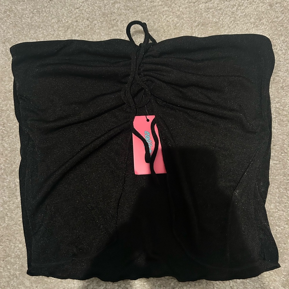 Edikted Black Ruched Strapless Top
